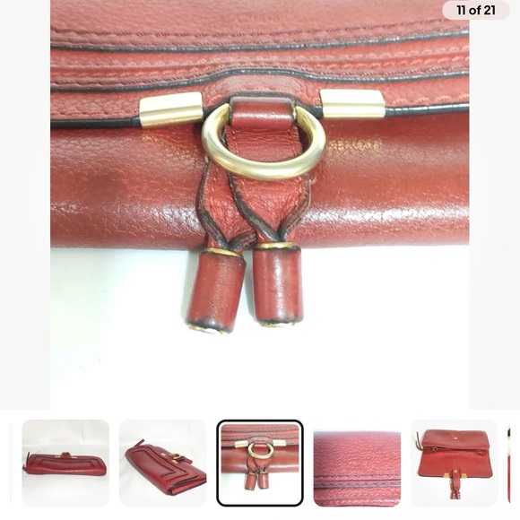 AUTHENTIC CHLOE Marcie Flap Leather Continental Wallet in Poppy(Rare Color) - Picture 6 of 9